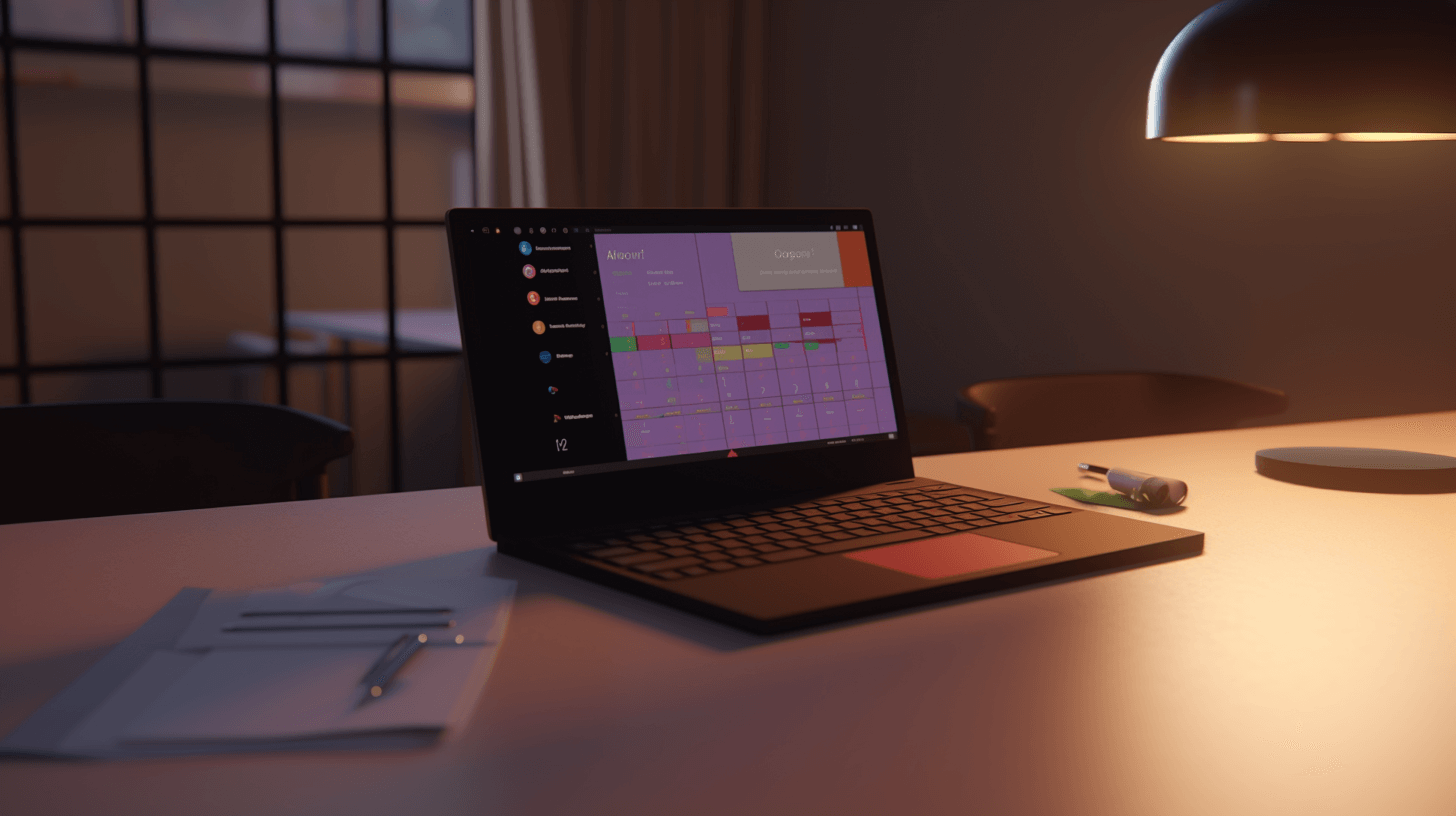 Desk booking calendar on laptop